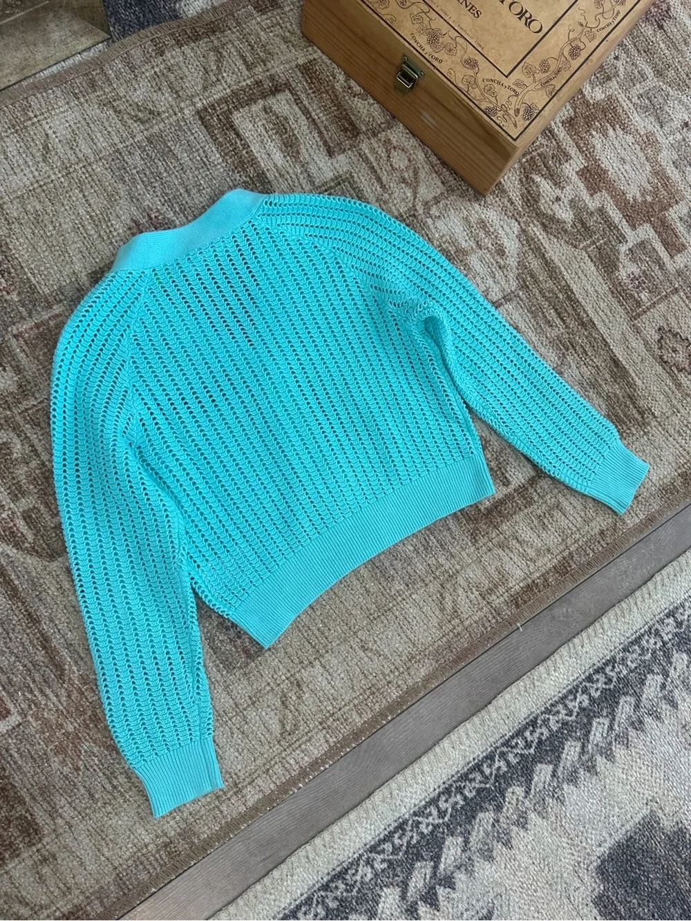 New Epic Threads Girls Cardigan Macys Exclusive V Neck Turquoise Button Sm 7/8